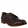 Leonardo Elegant Vintage Dark Brown Men'S Derby In Woven Leather