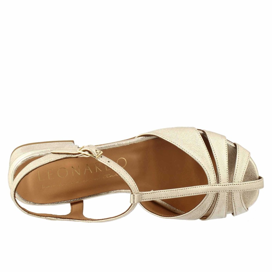 Leonardo Laminated Platinum Cage-Shaped Women'S Sandal