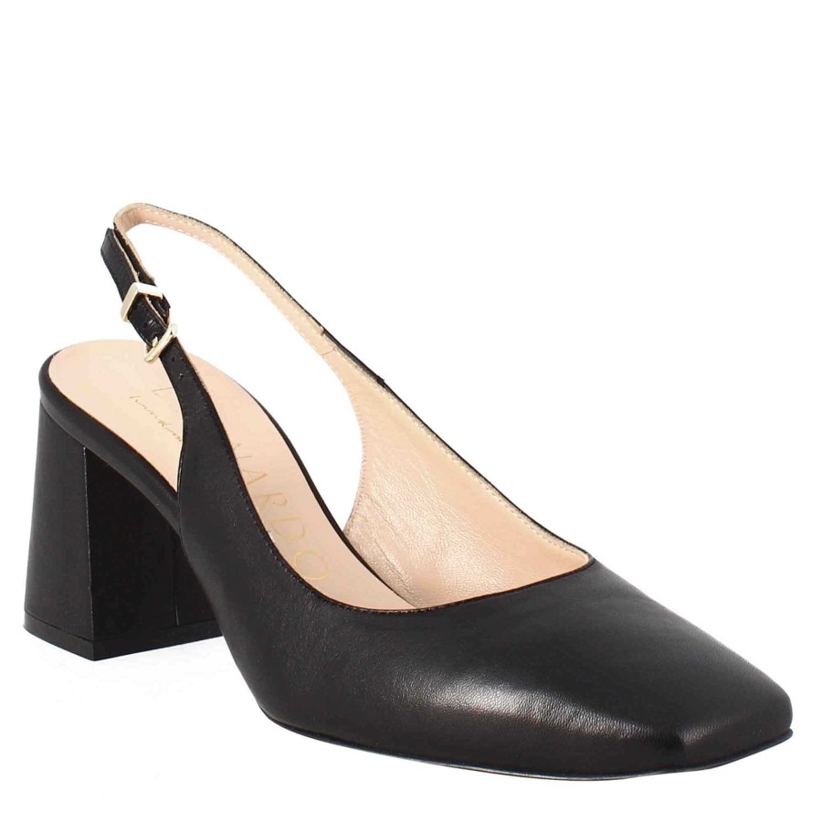 Leonardo Women'S Pointed Slingback Pumps In Black Leather