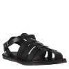 Leonardo Handmade Men'S Franciscan Sandals In Black Leather With Buckle Closure