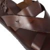 Leonardo Men'S Sandal With Woven Bands In Dark Brown Leather