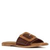 Leonardo Women'S Suede Slippers In Light Brown And Dark Brown