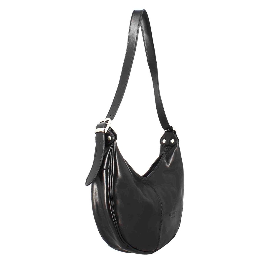 Leonardo Classic Women'S City Shopper Bag In Black Smooth Leather