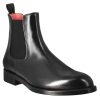 Leonardo Men'S Chelsea Boot In Black Leather With Elastic