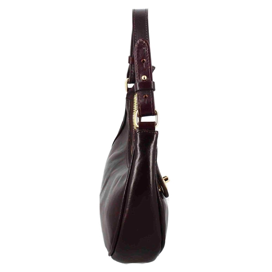 Leonardo Jane Leather Shoulder Bag With Removable Dark Brown Shoulder Strap