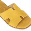 Leonardo Women'S Yellow Suede Slippers