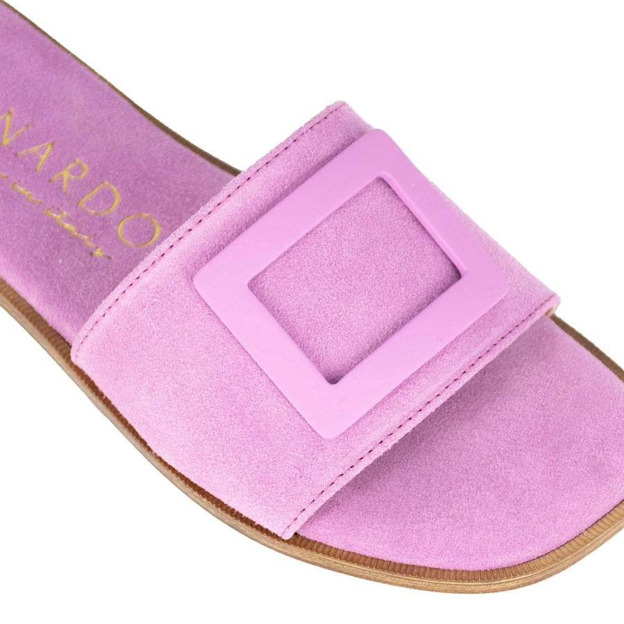 Leonardo Women'S Suede Slippers With Purple Band