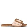 Leonardo Beige And Brown Suede Slippers For Women