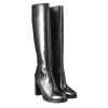 Leonardo Smooth Women'S Knee High Boot With High Heel In Black Leather