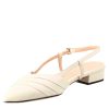 Leonardo Women'S Medium Heel Closed Sandal With Pointed Toe In Beige Pleated Leather