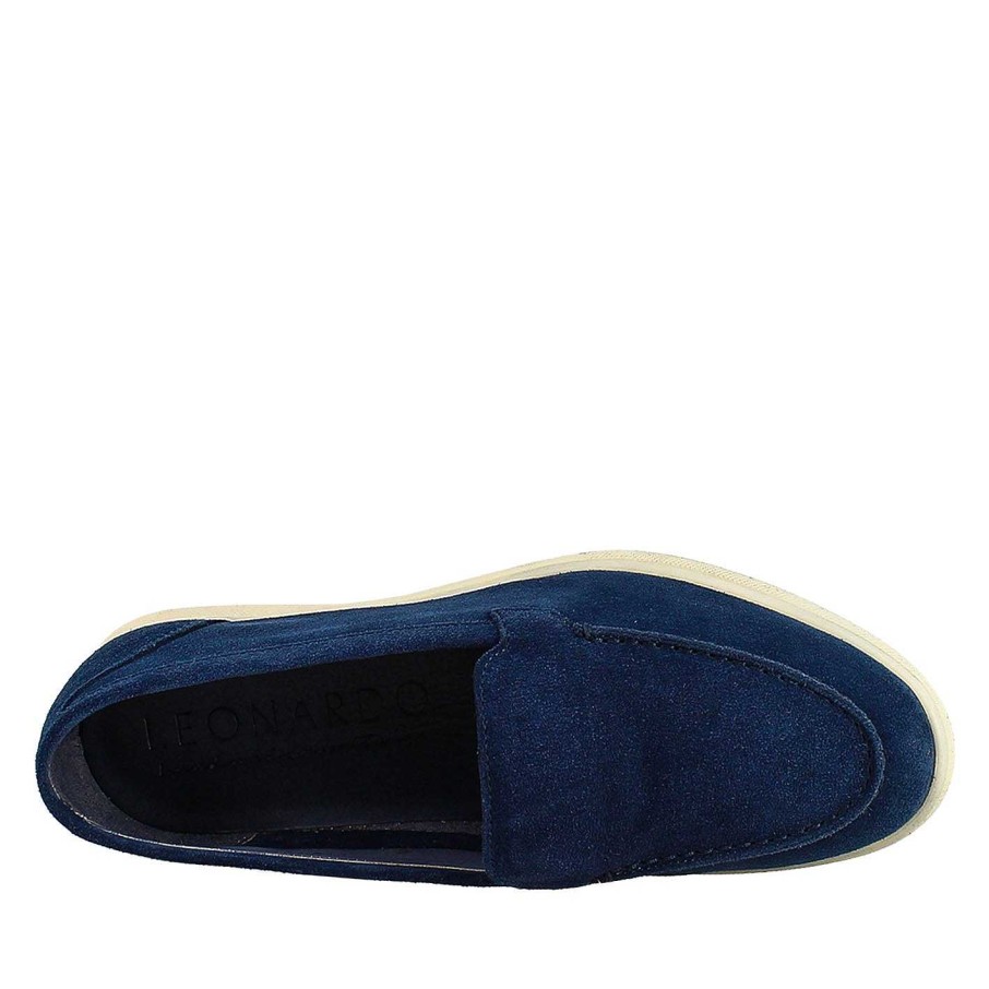 Leonardo Flexible Women'S Moccasin In Blue Suede