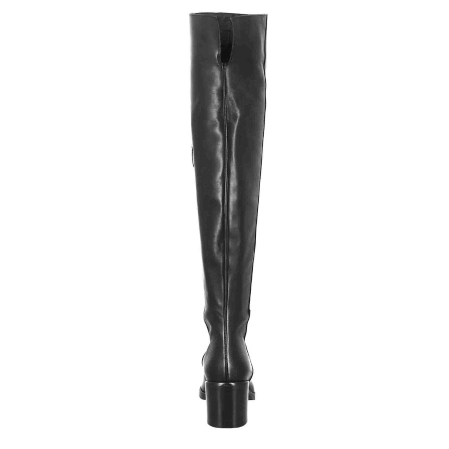 Leonardo Smooth Over-The-Knee Women'S Boot With Medium Heel In Black Leather