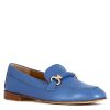 Leonardo Women'S Moccasin With Clamp And Buckle In Handmade Blue Leather