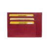 Leonardo Red Calfskin Card Holder With Banknote Compartments