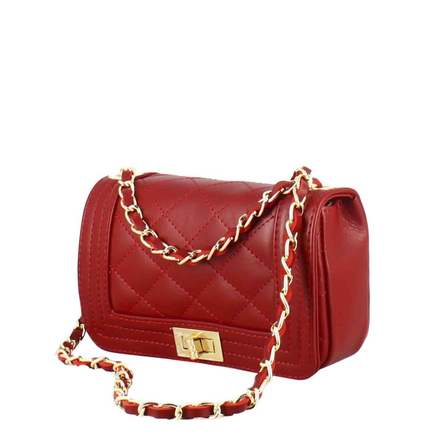 Leonardo Timeless Shoulder Bag In Red Quilted Leather