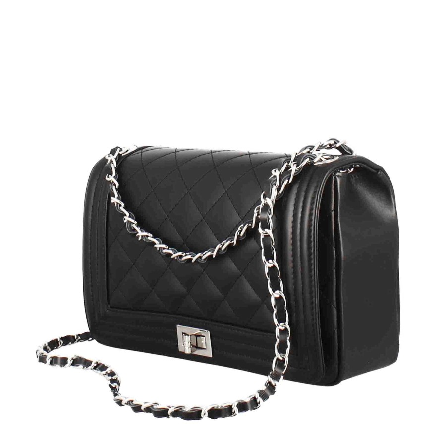 Leonardo Timeless Medium Shoulder Bag In Black Quilted Leather