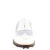 Leonardo Handmade Women'S Summer Golf Shoes In White Leather And Fabric