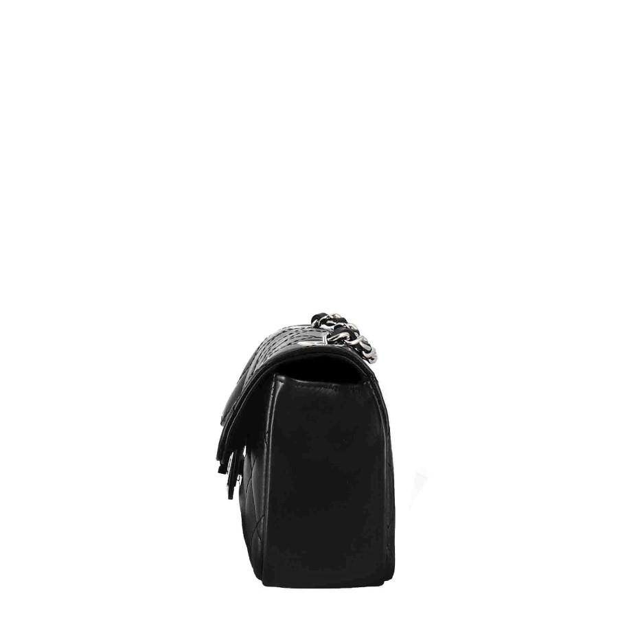 Leonardo Vanity Shoulder Bag In Black Quilted Leather