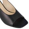 Leonardo Women'S Slingback Sandal In Black Leather With Square Toe