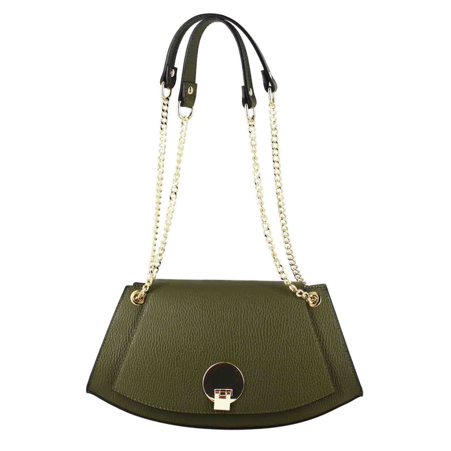 Leonardo Women'S Leather Shoulder Bag With Gold-Coloured Metal Closure