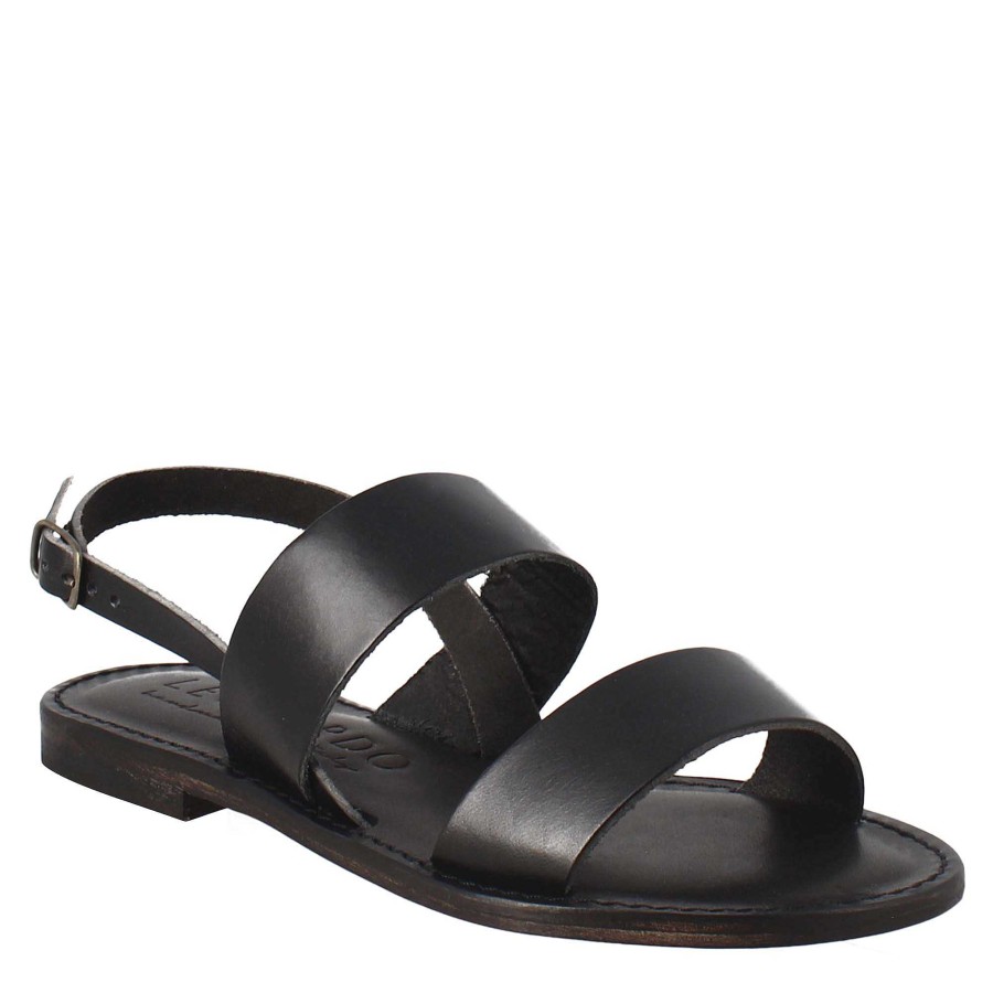 Leonardo Euforia Women'S Ancient Roman Style Sandals In Black Leather