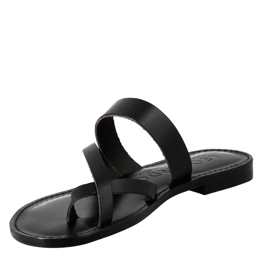 Leonardo Nebula Women'S Ancient Roman Style Sandals In Black Leather