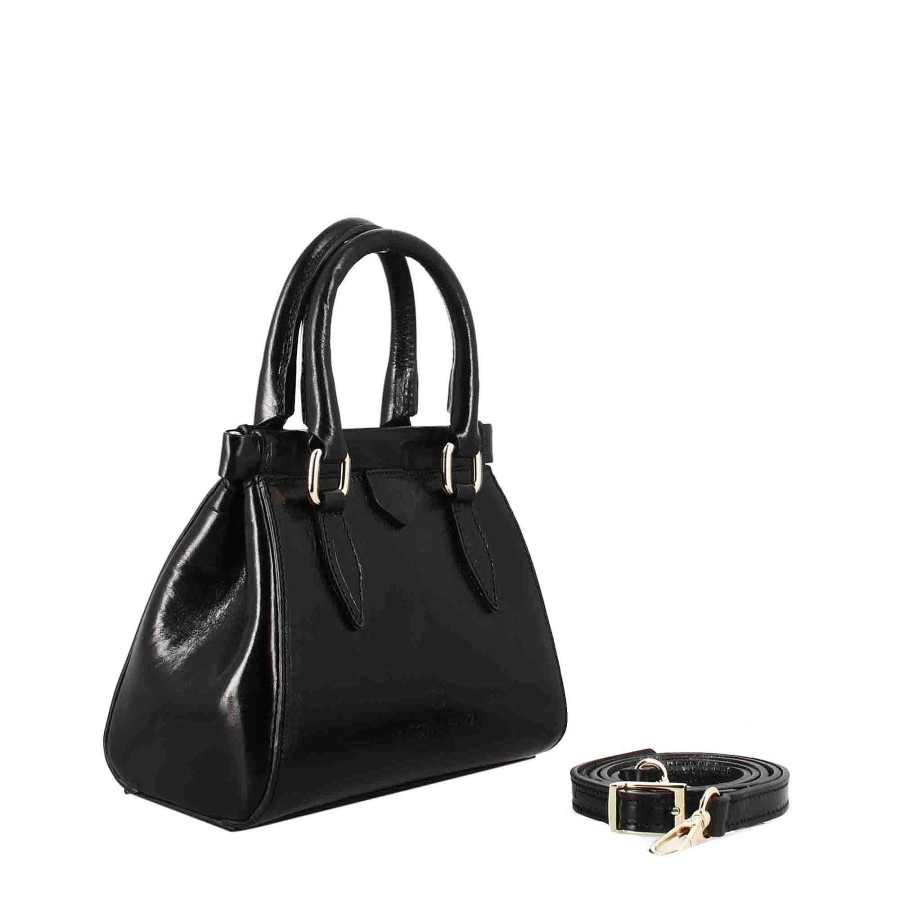 Leonardo Fiorenza Leather Handbag With Removable Black Shoulder Strap