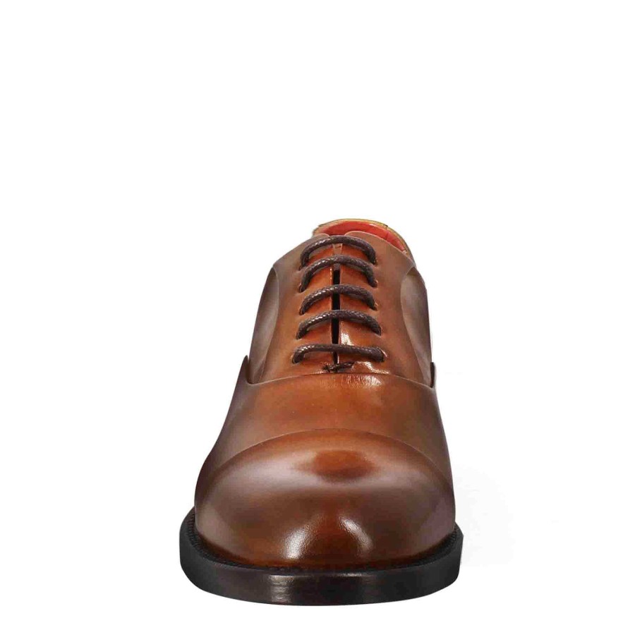 Leonardo Women'S Brogues With Stitching On The Toe In Light Brown Leather