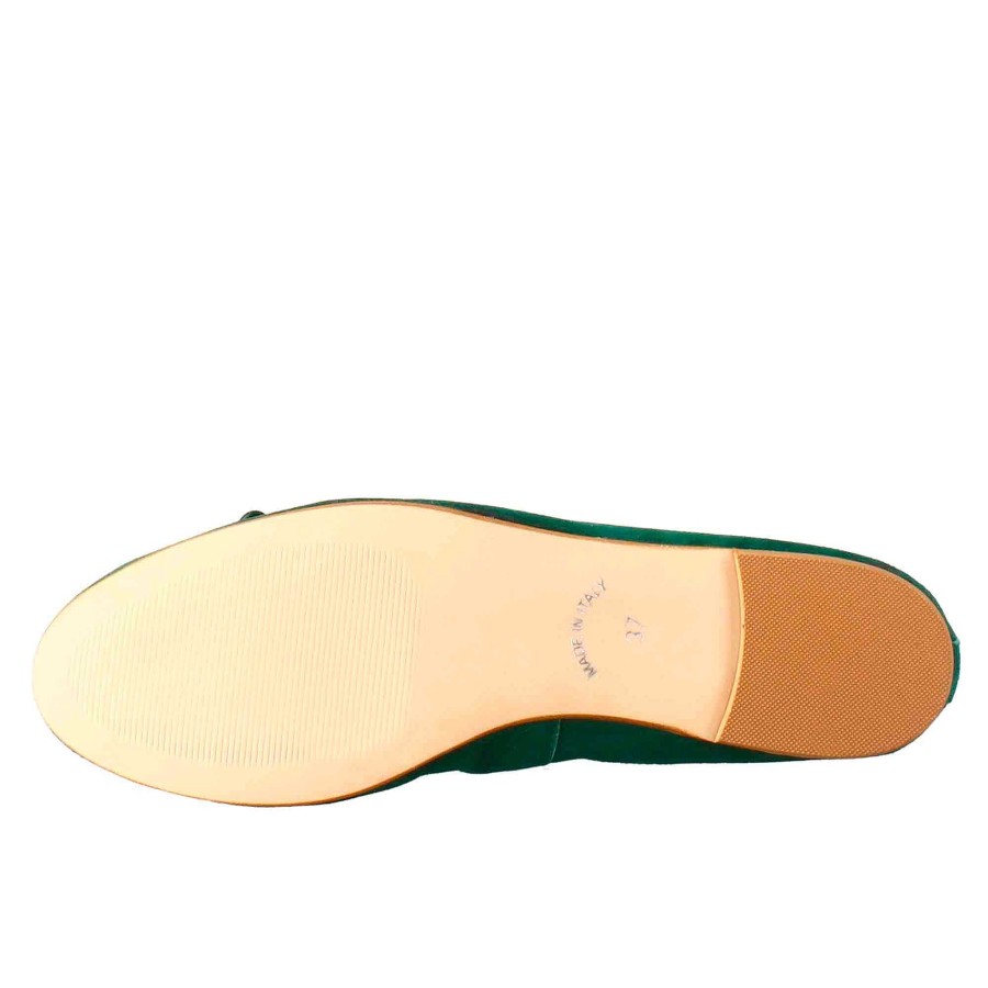 Leonardo Lightweight Unlined Green Suede Women'S Ballet Flats