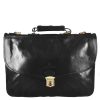 Leonardo Professional Men'S Work Briefcase In Full-Grain Leather With Black Flap Closure