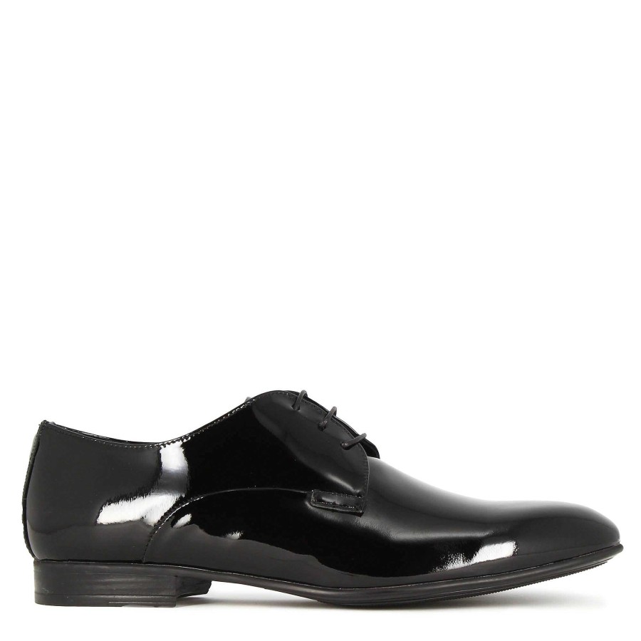 Leonardo Elegant Men'S Derby In Shiny Black Leather