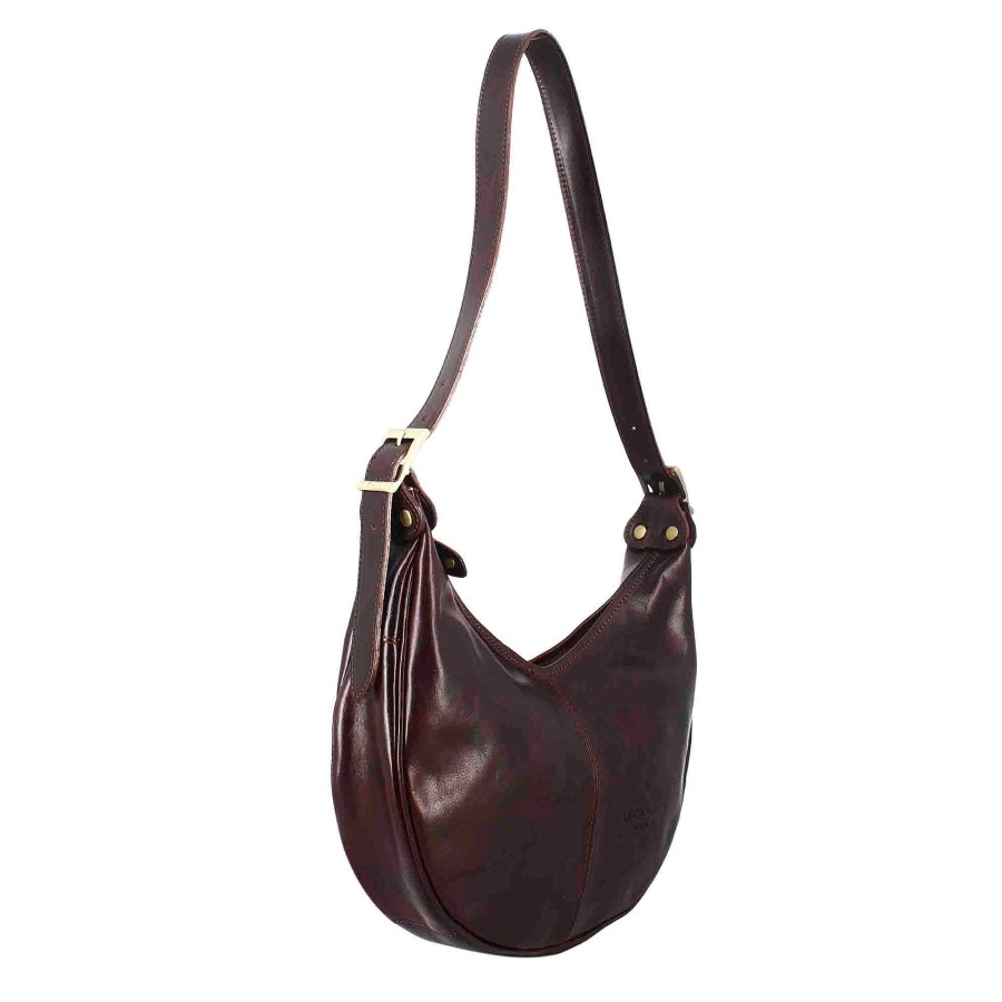 Leonardo Classic Women'S City Shopper Bag In Dark Brown Smooth Leather