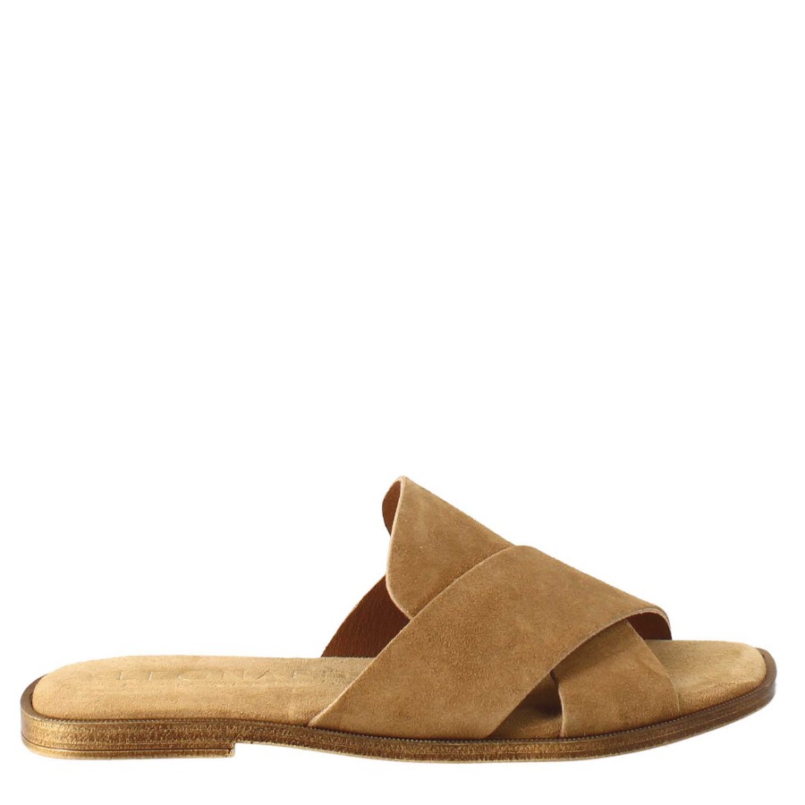 Leonardo Double Band Sandal For Women In Brown Suede