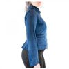 Leonardo Reversible Africa Model Slim Fit Jacket For Women, Handmade In Blue Reindeer And Lamb Leather