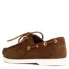 Leonardo Women'S Boat Moccasin In Brown Suede