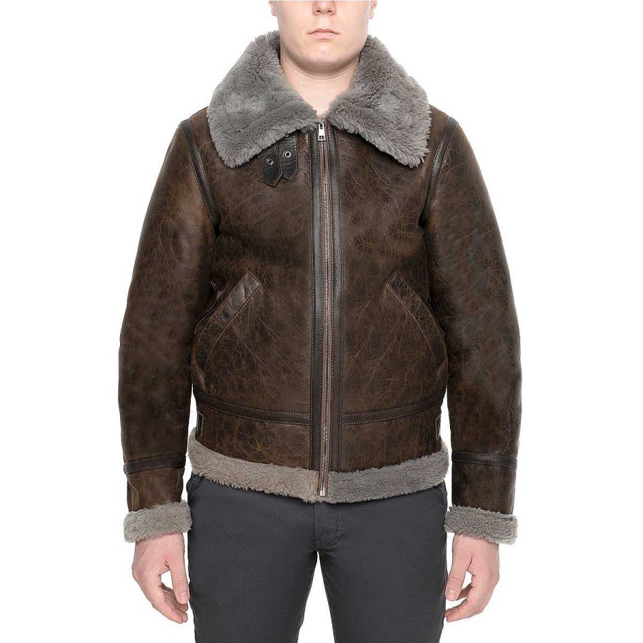 Leonardo Men'S Dark Brown Sheepskin Jacket