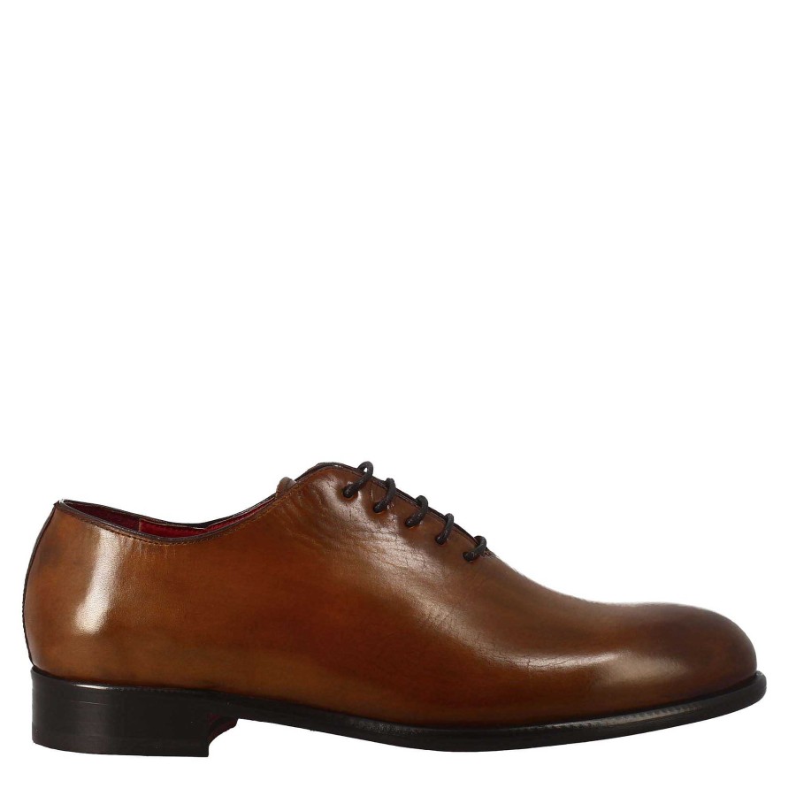 Leonardo Elegant Sienna Brown Wholecut Oxford For Men In Leather