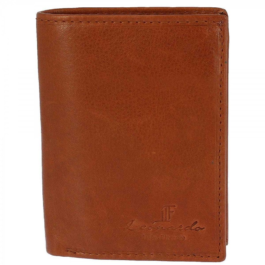 Leonardo Handmade Sauvage Uni Wallet In Orange Calfskin With Banknote Compartments