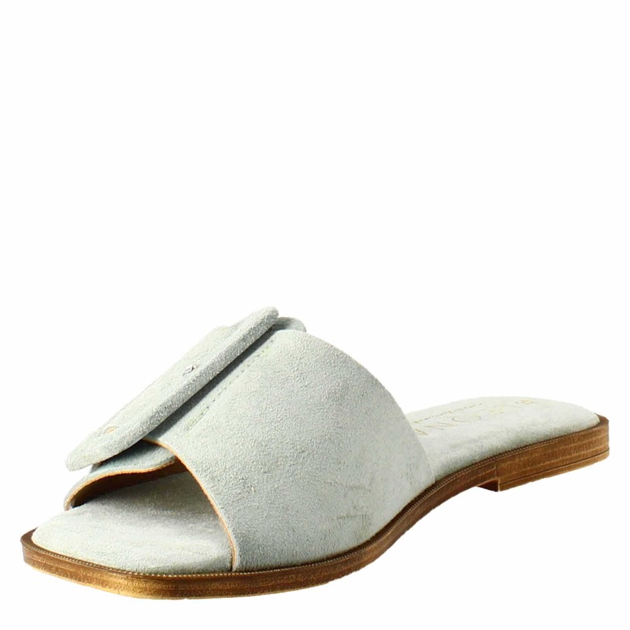 Leonardo Women'S Flat Sandal In Green Suede