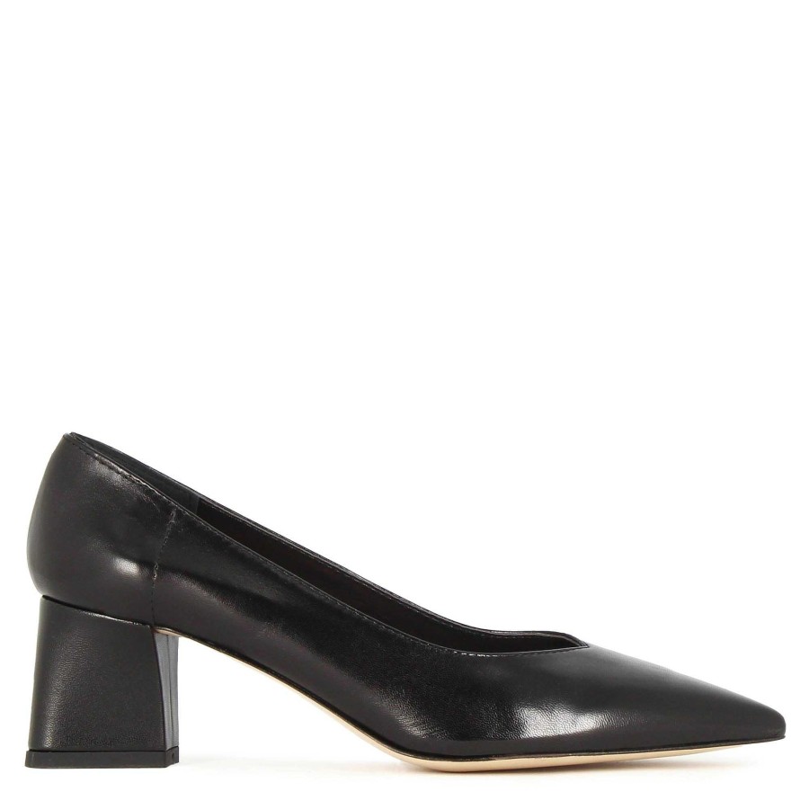 Leonardo Women'S Pumps In Black Leather With Medium Heel