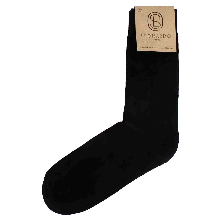 Leonardo Men'S Socks In Solid Black Cotton