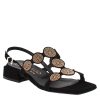 Leonardo Square-Shaped Women'S Sandal In Black Suede With Glitter