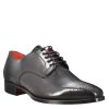 Leonardo Men'S Derby In Smooth Black Leather With Square Toe And Design