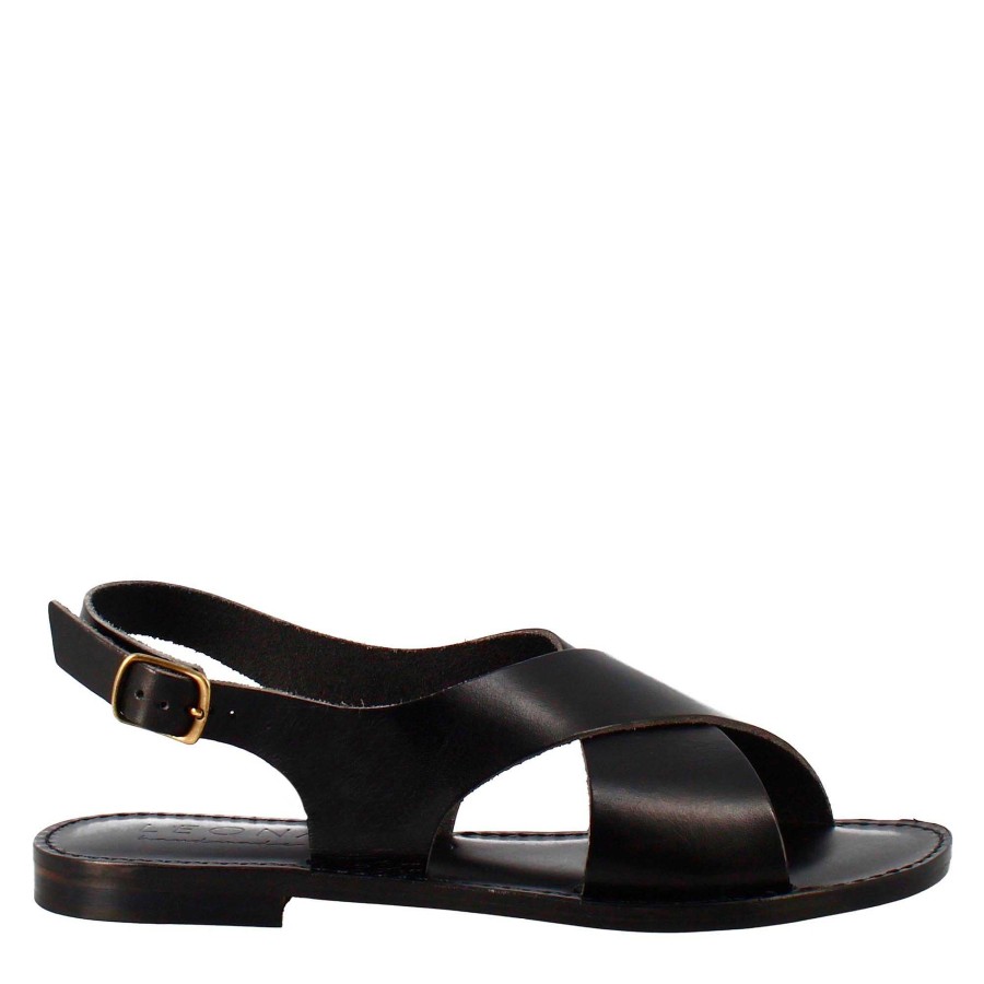 Leonardo Arcadia Women'S Ancient Roman Style Sandals In Black Leather