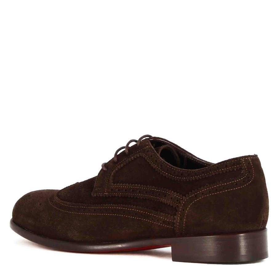 Leonardo Elegant Men'S Derby In Dark Brown Suede