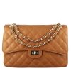 Leonardo Large Vanity Shoulder Bag In Brown Quilted Leather