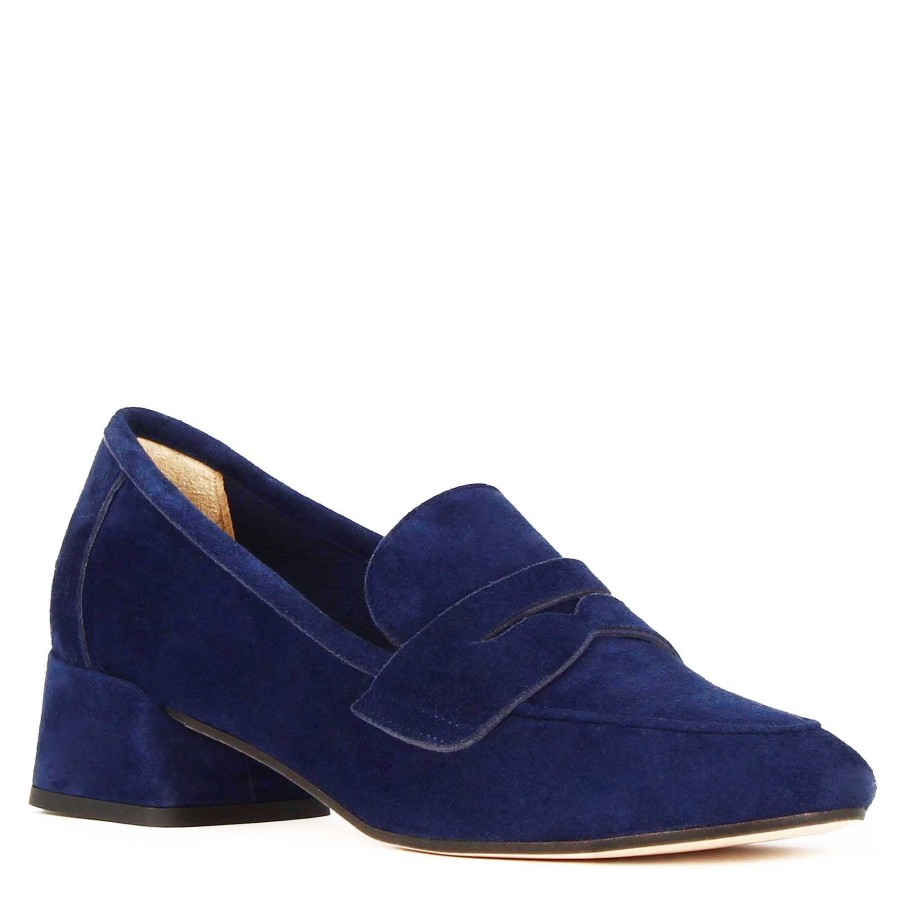 Leonardo Classic Women'S Decollete In Dark Blue Suede