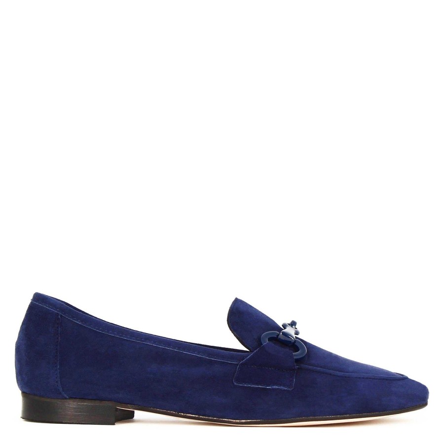 Leonardo Women'S Moccasin In Suede With Blue Horsebit