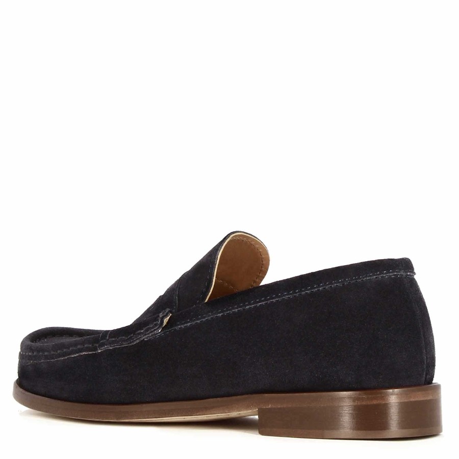 Leonardo Handmade Dark Blue Suede Men'S Moccasin