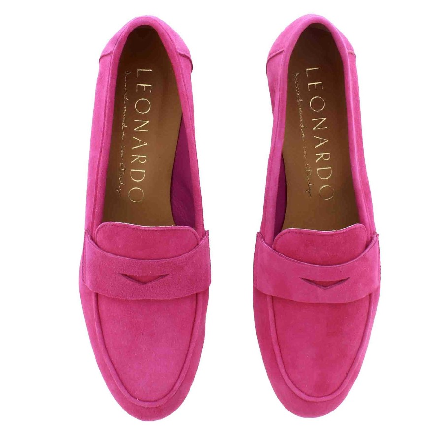 Leonardo Classic Women'S Moccasin In Pink Suede